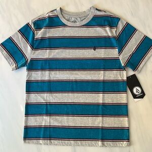 NWT Volcom Big Boys Short Sleeve Bandstone Tee Blue/Black/Pink Size M/10/12